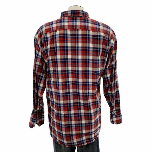 Barbour Button Shirt 2XL Regular Fit Red Blue White Plaid Mens - Picture 2 of 5